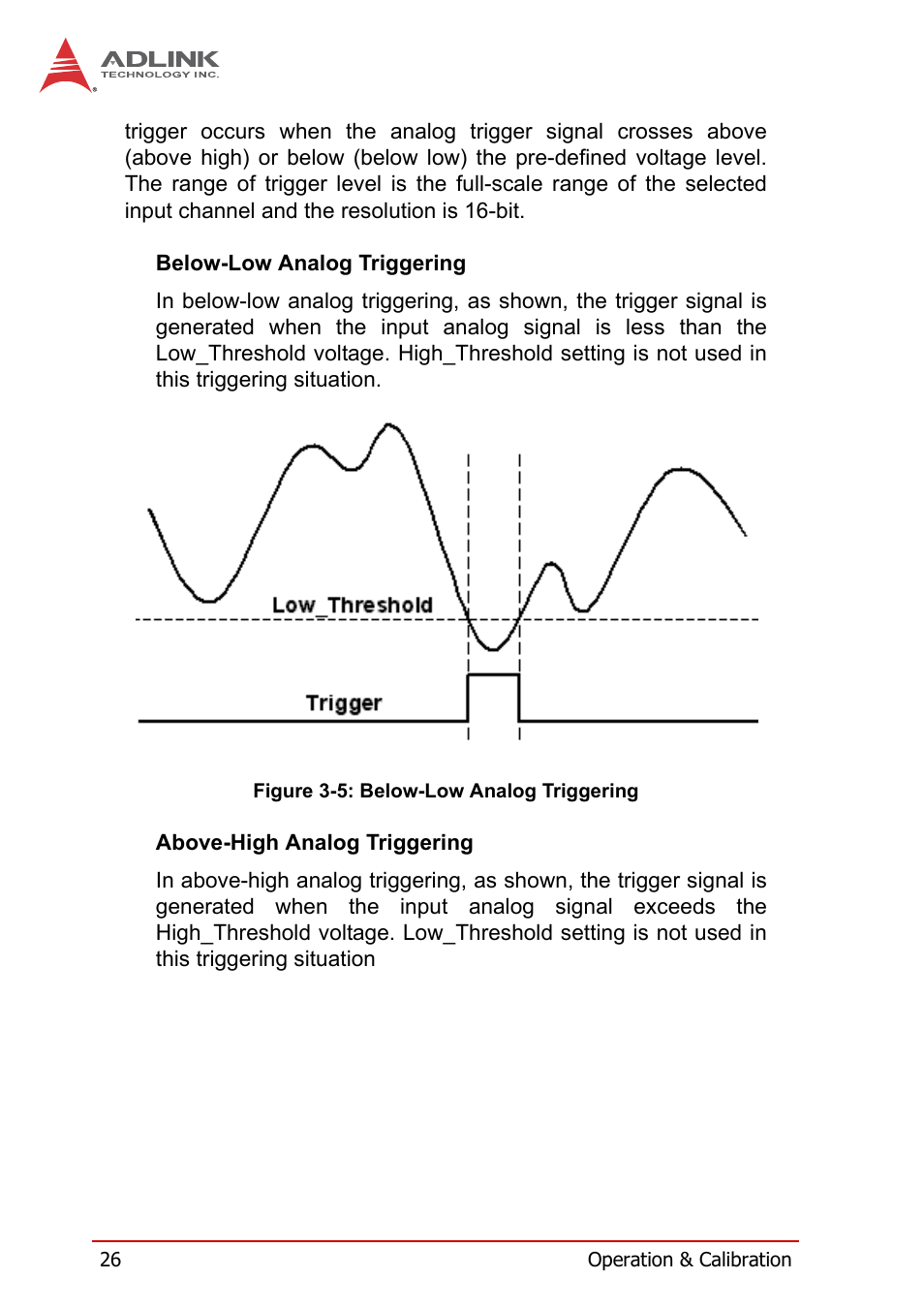 Figure 3-5, Below-low analog triggering | ADLINK USB-1210 User Manual | Page 36 / 54