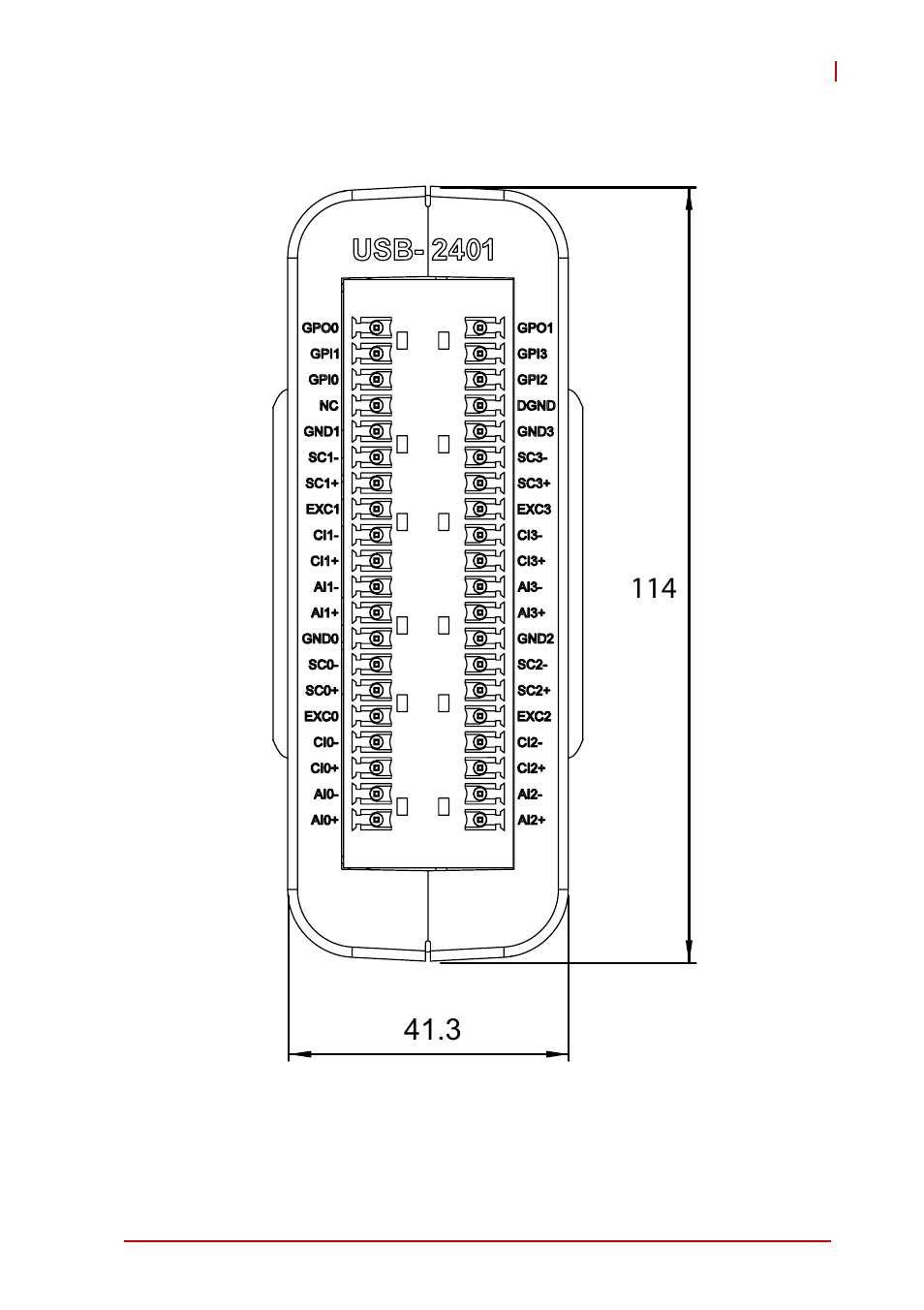 Figure 1-4, Usb-2401 module front view | ADLINK USB-2401 User Manual | Page 23 / 60