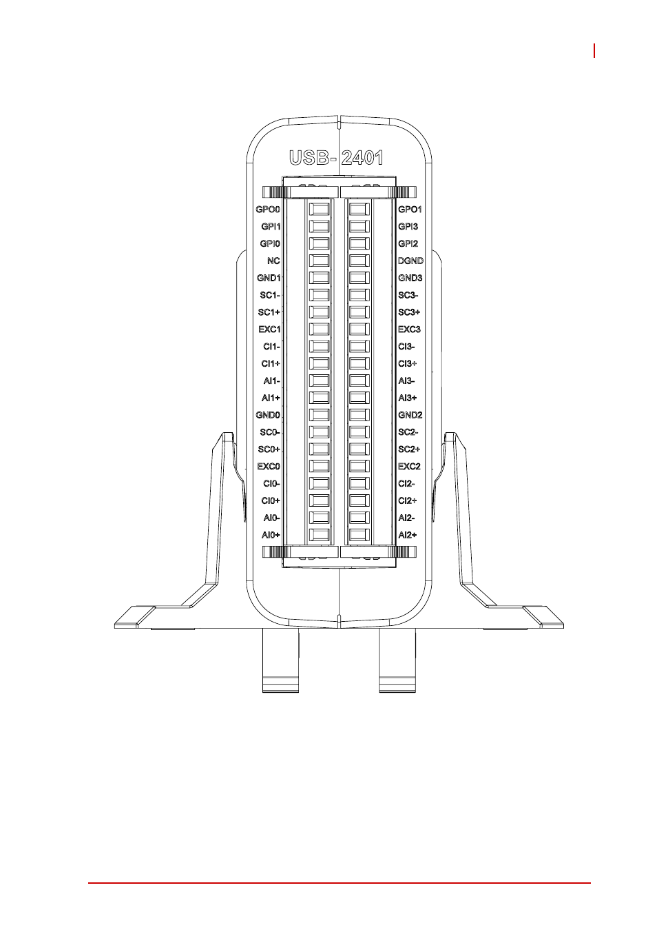 Figure 1-7, Module in stand front view | ADLINK USB-2401 User Manual | Page 25 / 60