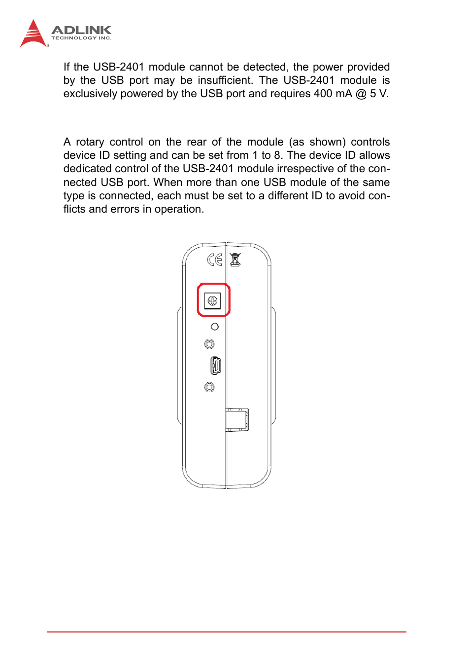 2 device id, Device id, Figure 2-2 | Device id selection control | ADLINK USB-2401 User Manual | Page 32 / 60