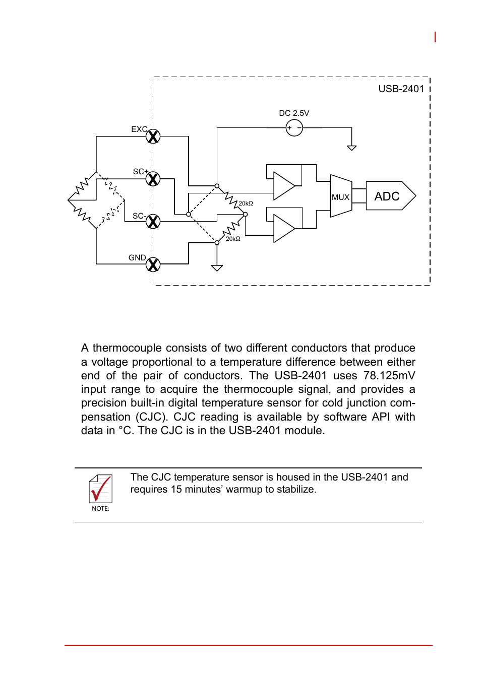 4 thermocouple input mode, Thermocouple input mode, Figure 3-5 | Full bridge and half bridge connection, Operation 31 | ADLINK USB-2401 User Manual | Page 41 / 60