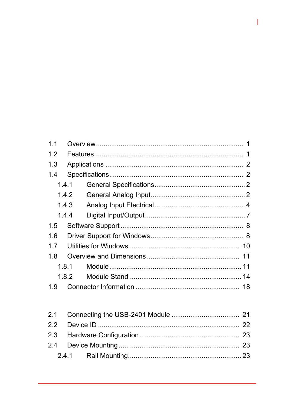 ADLINK USB-2401 User Manual | Page 5 / 60