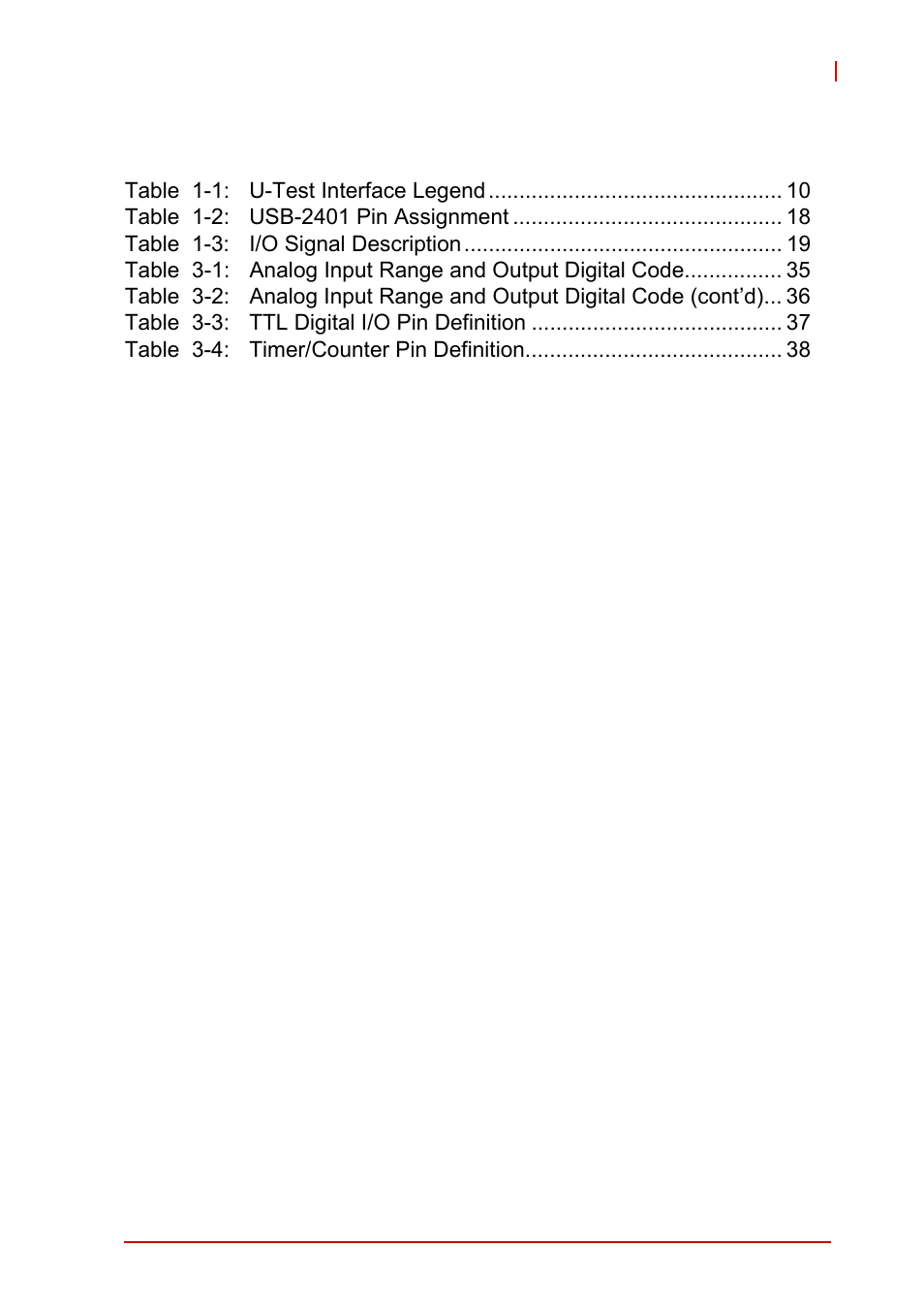 List of tables | ADLINK USB-2401 User Manual | Page 9 / 60