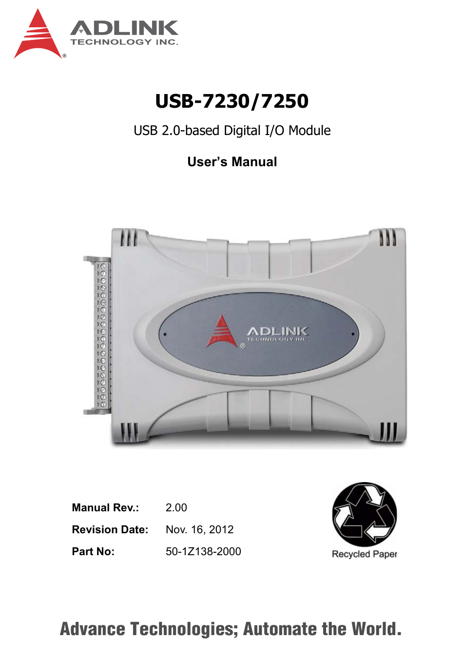 ADLINK USB-7250 User Manual | 50 pages