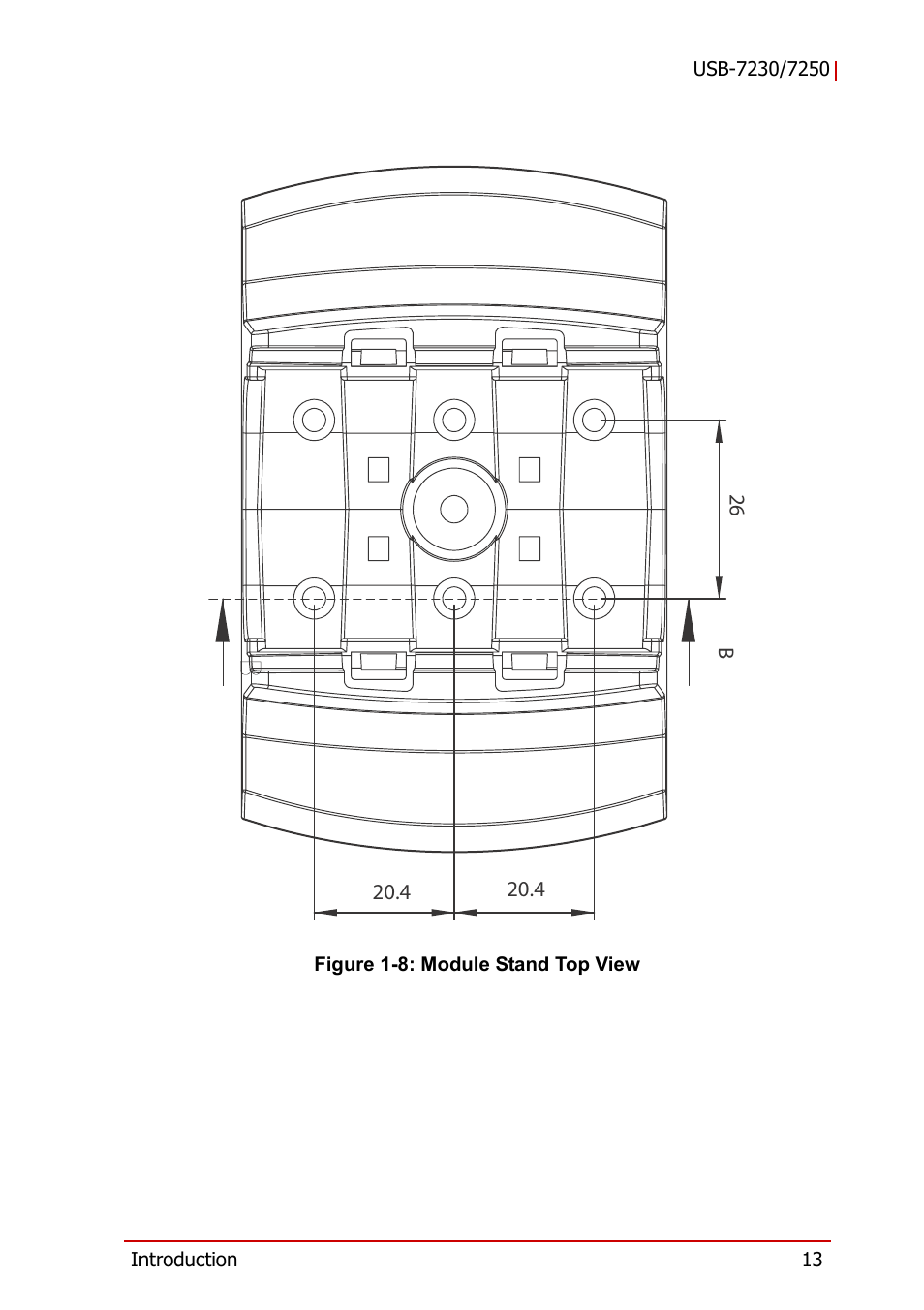 Figure 1-8, Module stand top view | ADLINK USB-7250 User Manual | Page 23 / 50
