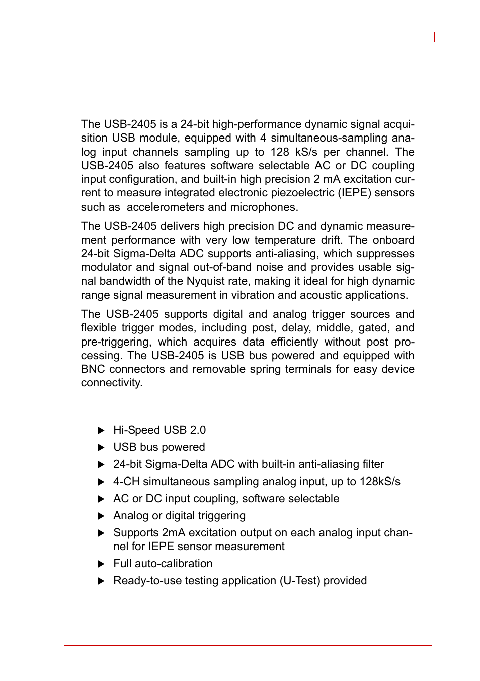 1 introduction, 1 overview, 2 features | Overview, Features, 1introduction | ADLINK USB-2405 User Manual | Page 11 / 56