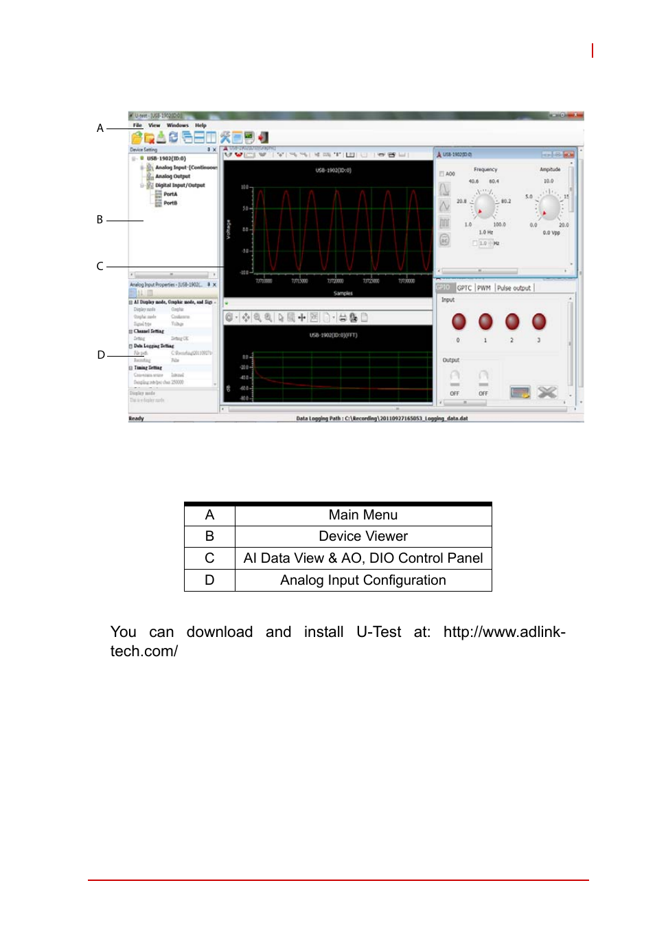 Figure 1-1, U-test interface | ADLINK USB-2405 User Manual | Page 17 / 56