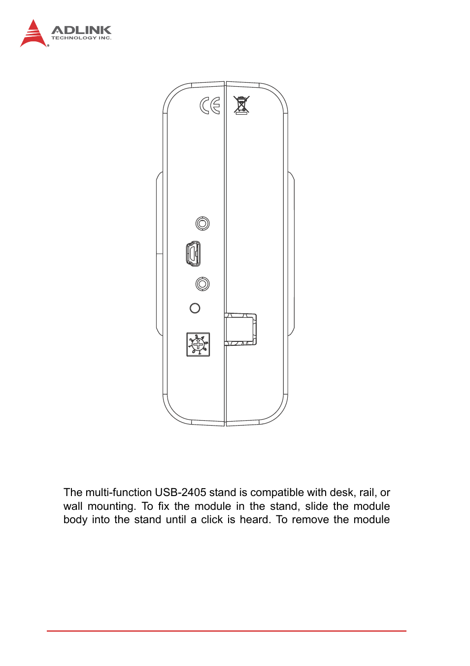 2 module stand, Module stand, Figure 1-4 | Usb-2405 module rear view | ADLINK USB-2405 User Manual | Page 20 / 56
