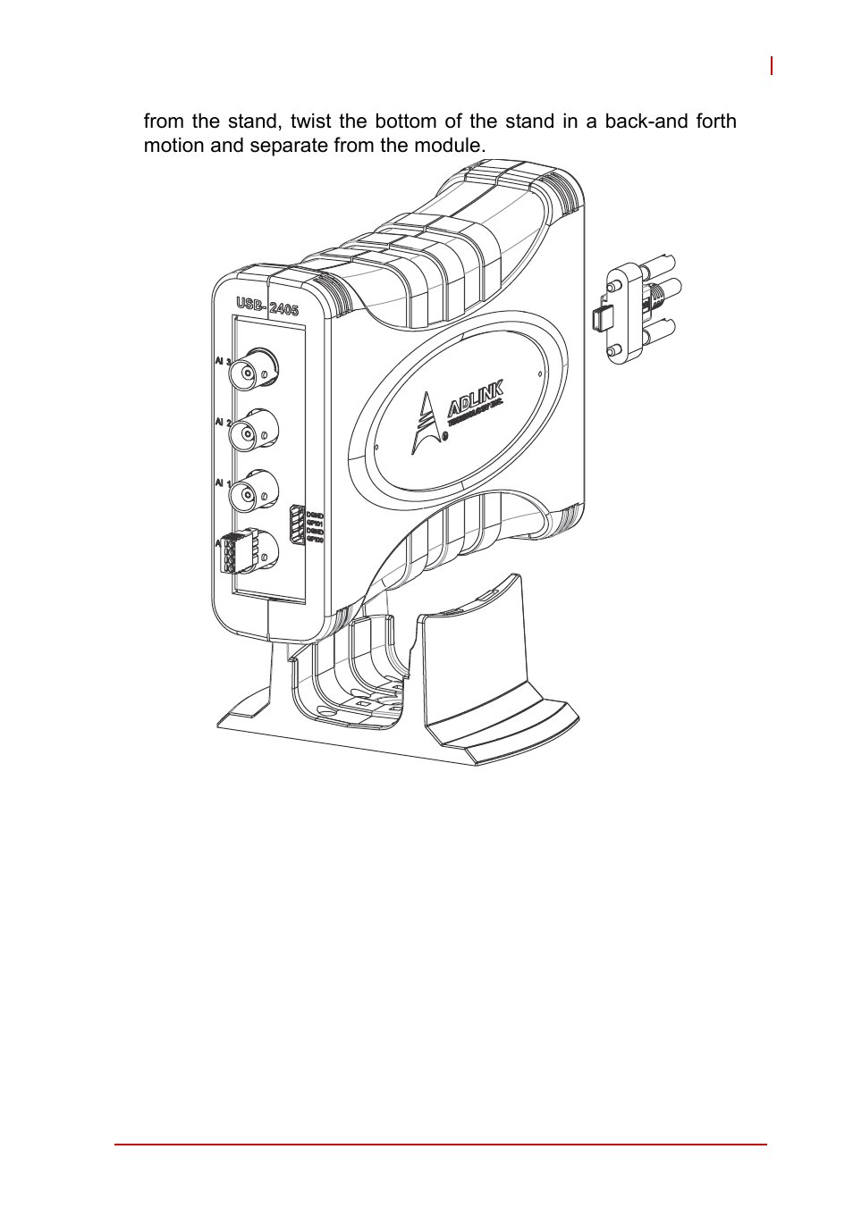 Figure 1-5, Module, stand, and usb cable | ADLINK USB-2405 User Manual | Page 21 / 56