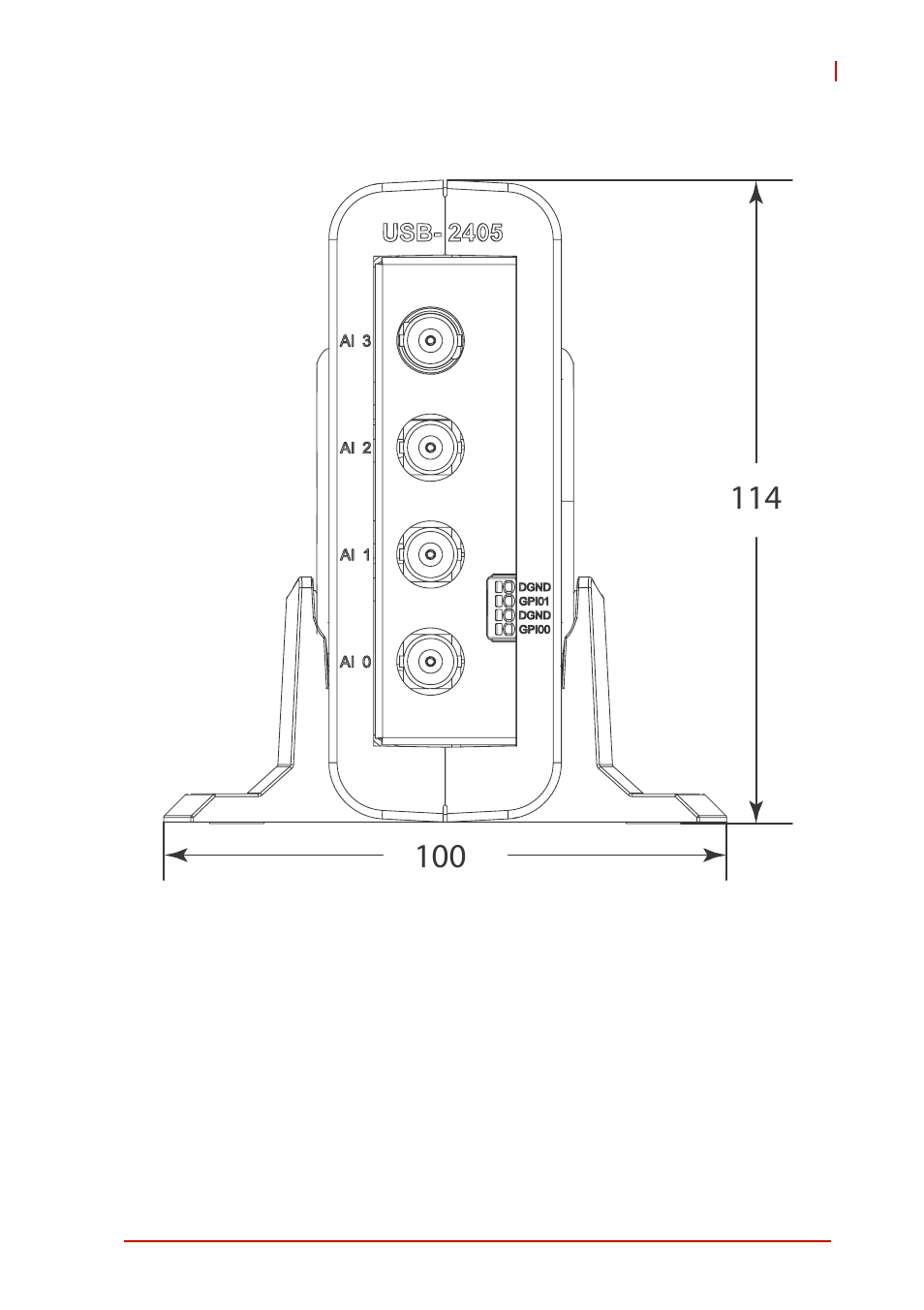 Figure 1-7, Module in stand front view | ADLINK USB-2405 User Manual | Page 23 / 56