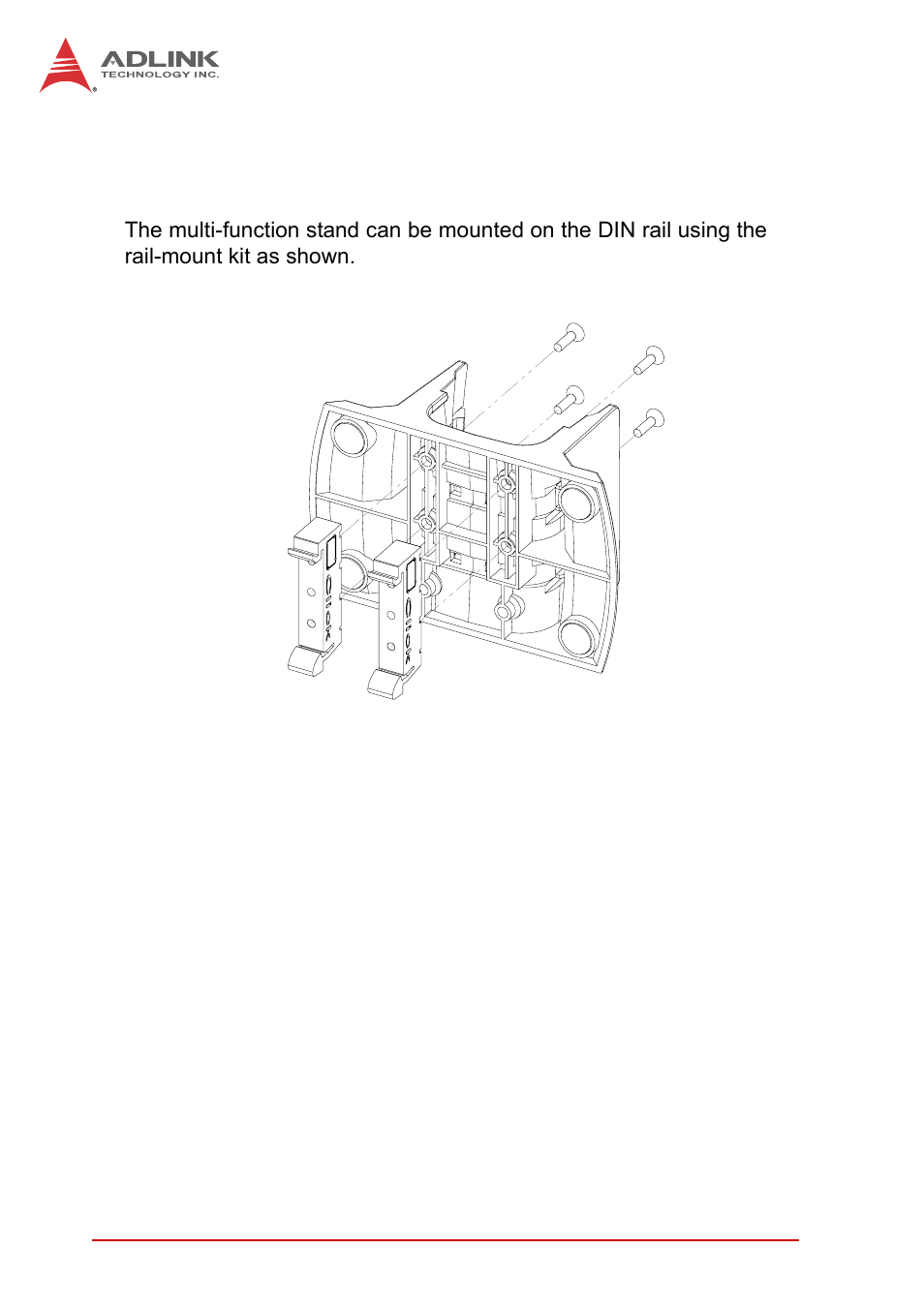 4 device mounting, 1 rail mounting, Device mounting | Rail mounting, Figure 2-3, Rail mount kit | ADLINK USB-2405 User Manual | Page 30 / 56