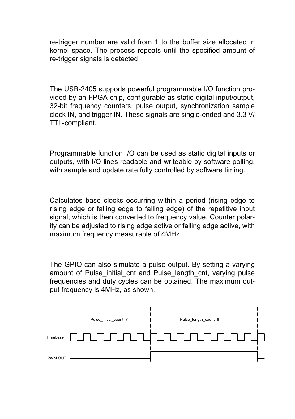 4 programmable function i/o, 1 static digital input/output, 2 frequency counter | 3 pulse output, Programmable function i/o, Static digital input/output, Frequency counter, Pulse output | ADLINK USB-2405 User Manual | Page 49 / 56