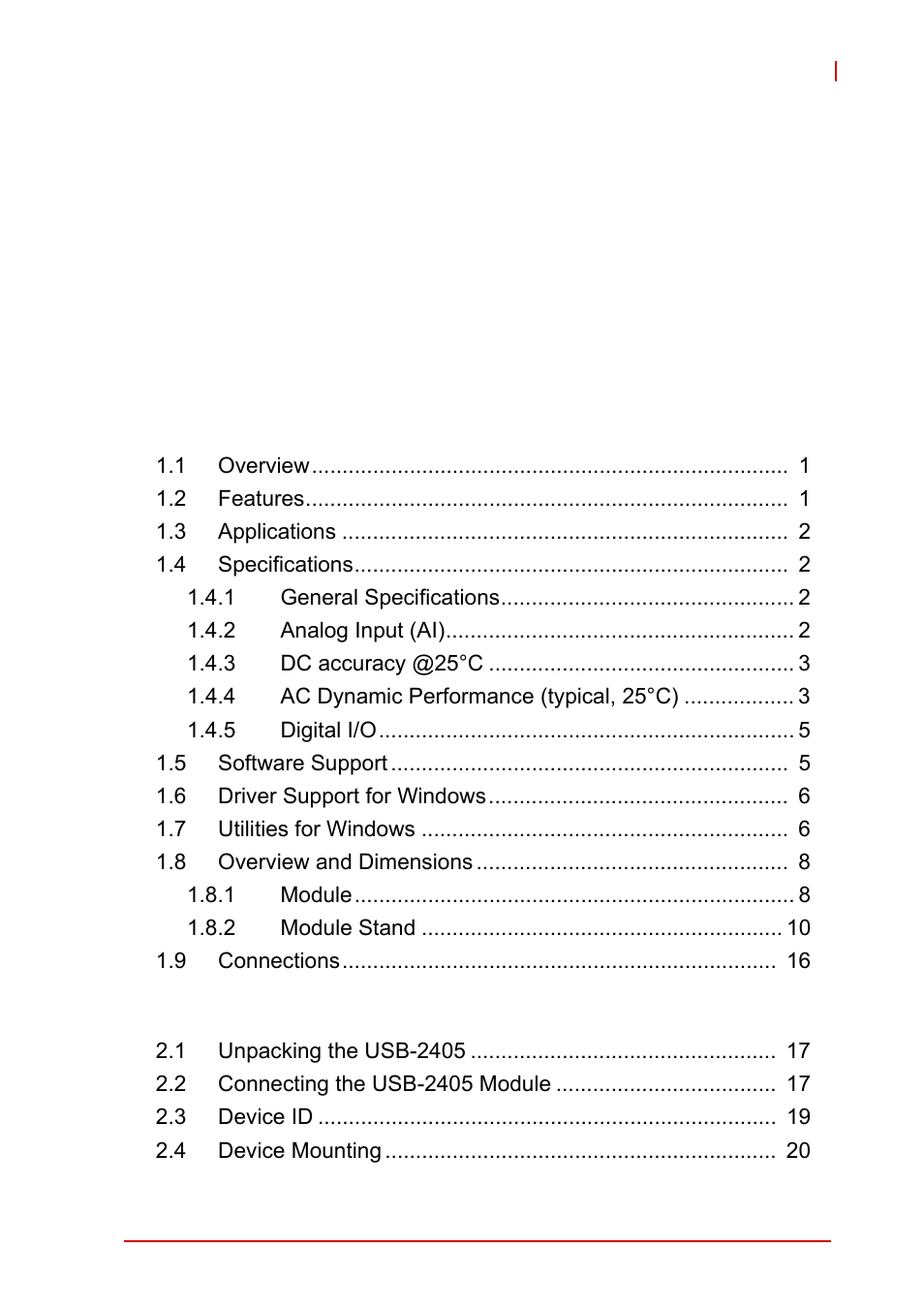 ADLINK USB-2405 User Manual | Page 5 / 56