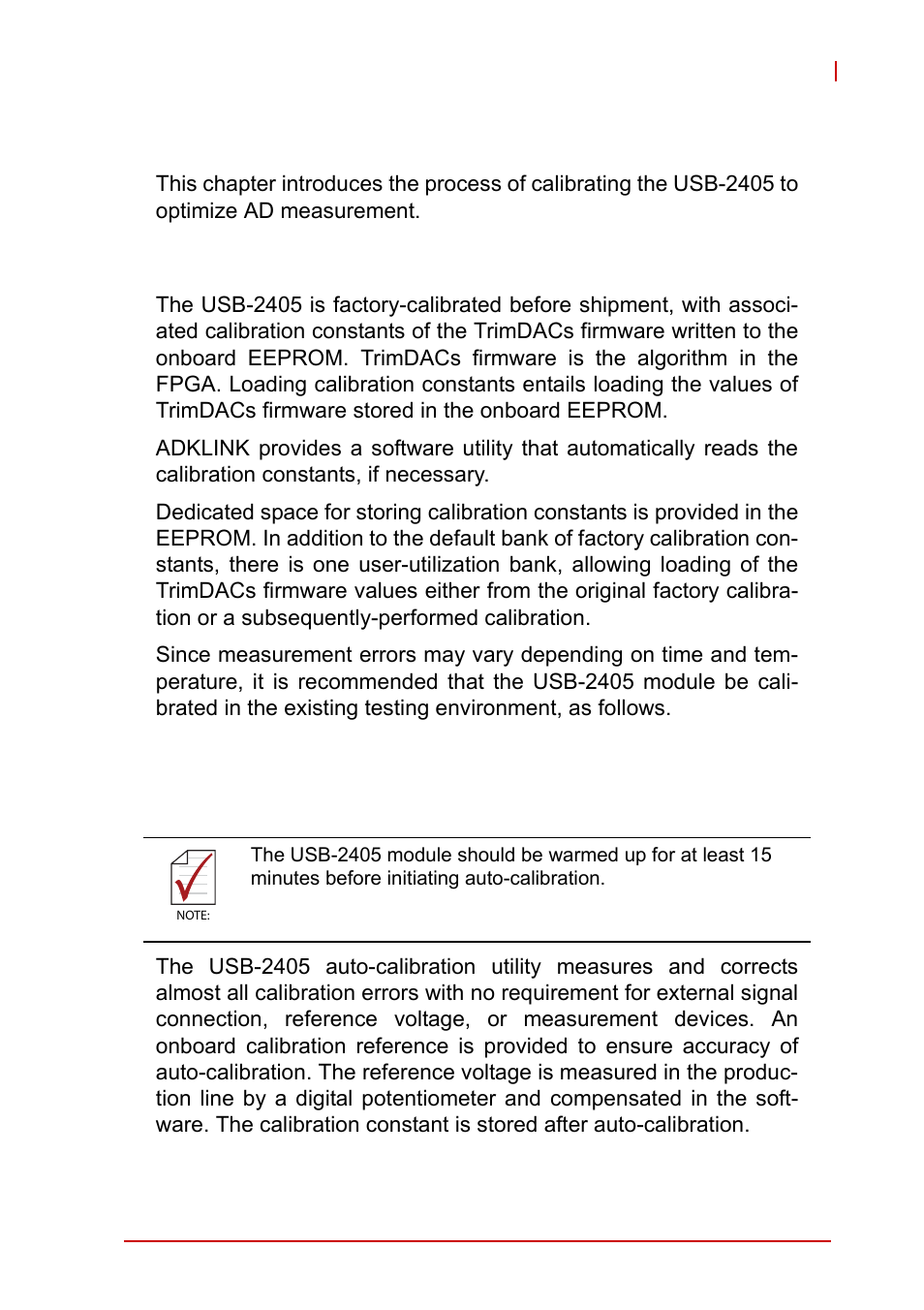 4 calibration, 1 loading calibration constants, 2 auto-calibration | Loading calibration constants, Auto-calibration, 4calibration | ADLINK USB-2405 User Manual | Page 51 / 56