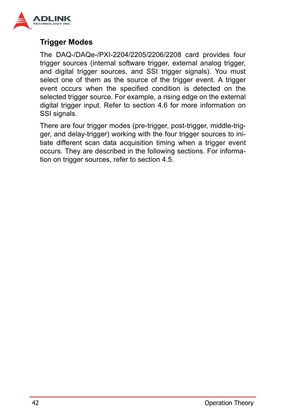 Trigger modes | ADLINK PXI-2208 User Manual | Page 54 / 100