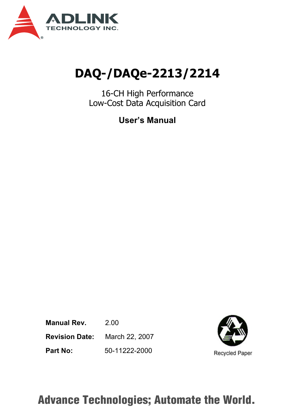 ADLINK DAQe-2214 User Manual | 94 pages