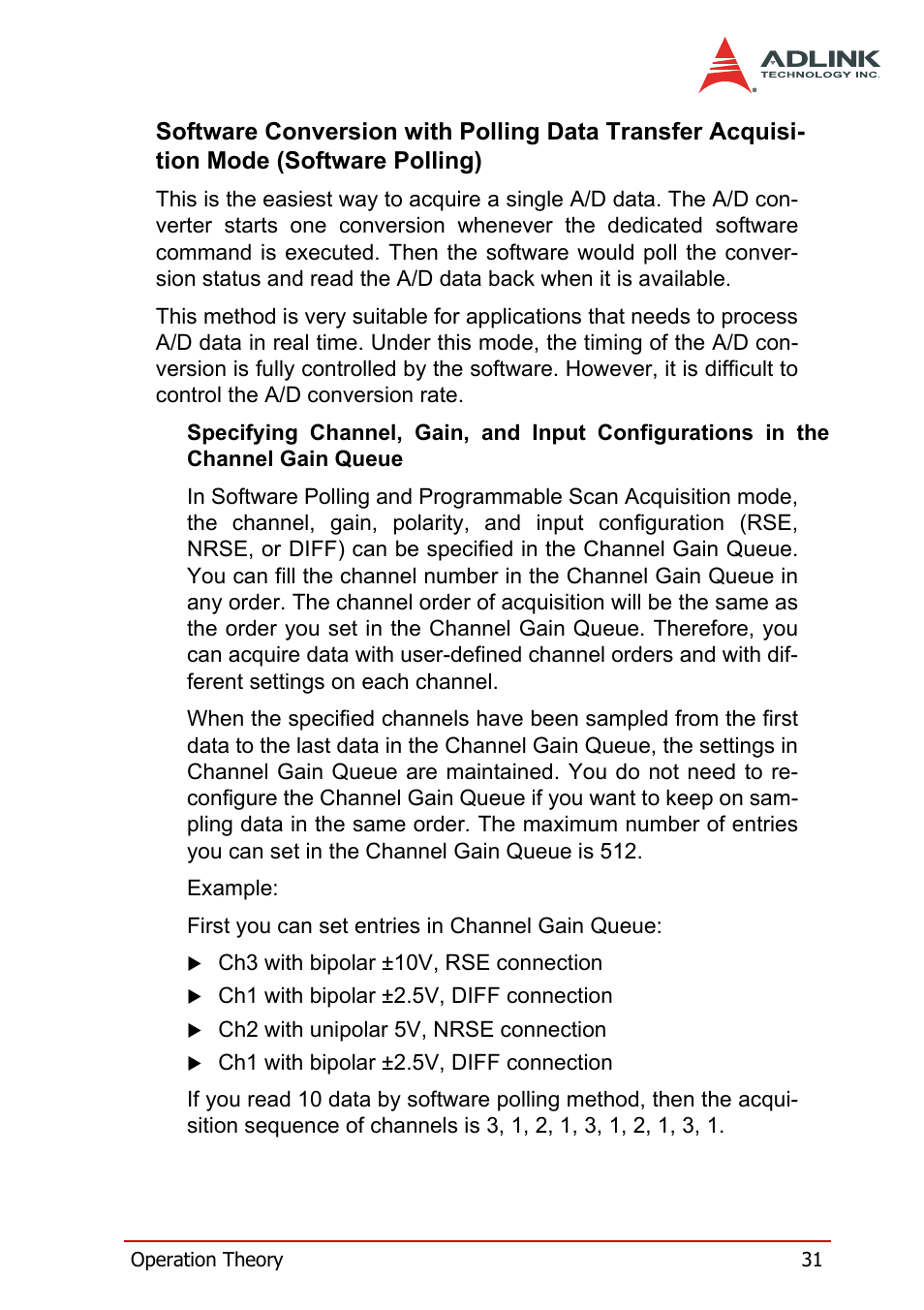 Software conversion with polling data, Transfer acquisition mode (software polling) | ADLINK DAQe-2214 User Manual | Page 43 / 94