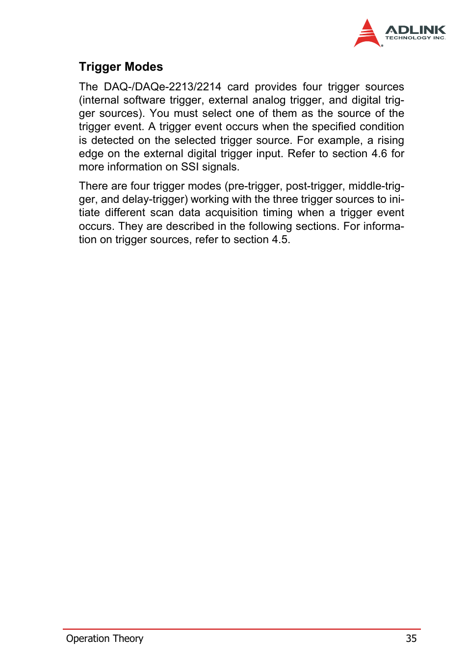 Trigger modes | ADLINK DAQe-2214 User Manual | Page 47 / 94