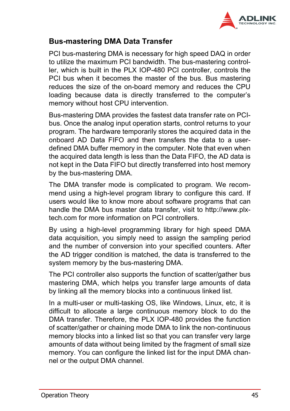 Bus-mastering dma data transfer | ADLINK DAQe-2214 User Manual | Page 57 / 94