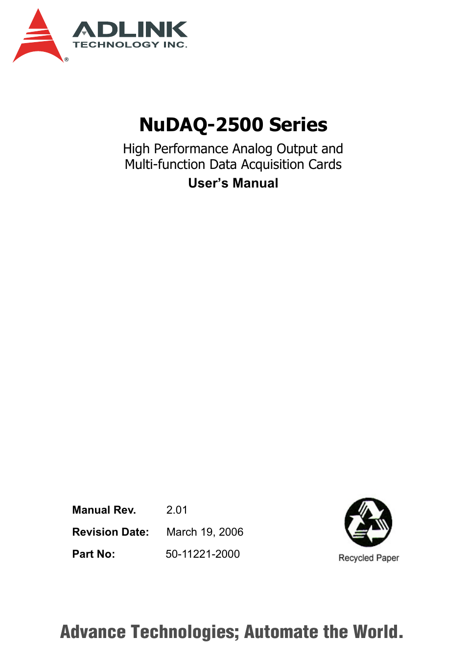 ADLINK DAQe-2502 User Manual | 74 pages