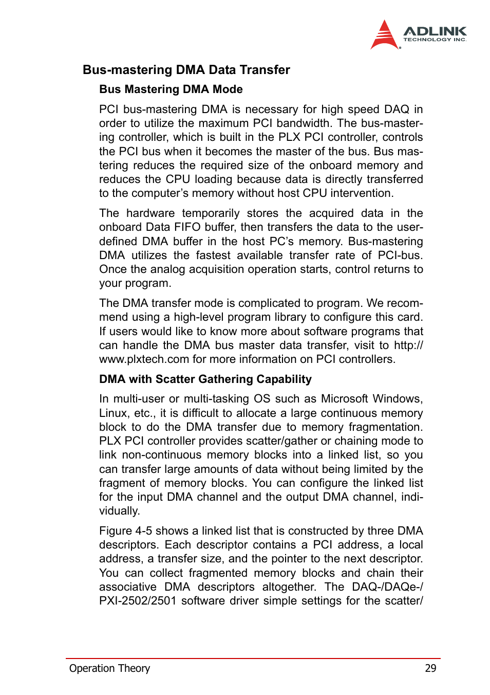 Bus-mastering dma data transfer | ADLINK DAQe-2502 User Manual | Page 39 / 74