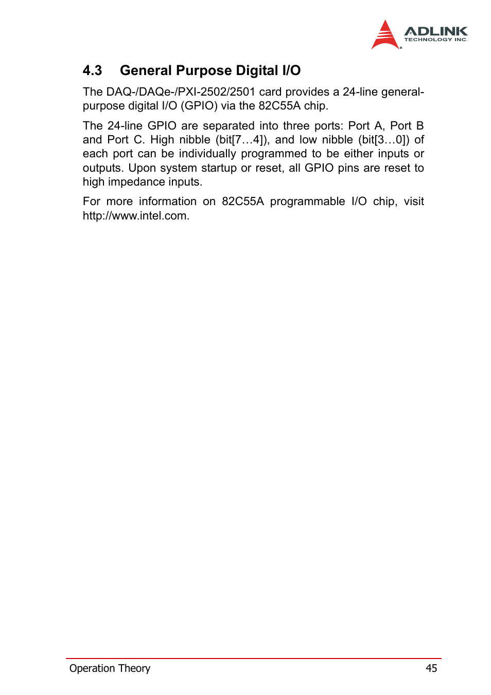 3 general purpose digital i/o, General purpose digital i/o | ADLINK DAQe-2502 User Manual | Page 55 / 74
