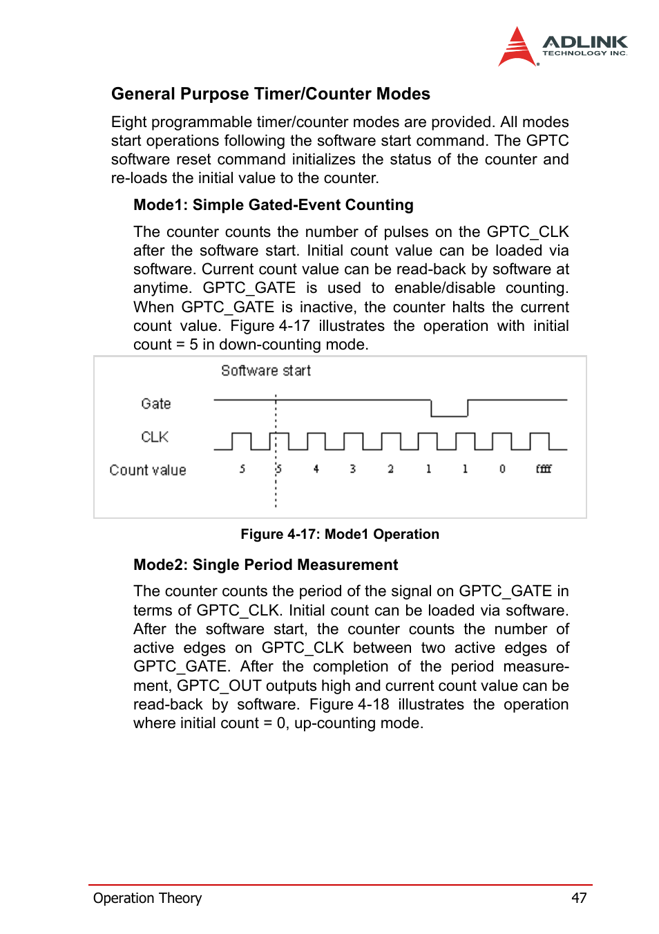 General purpose timer/counter modes, Figure 4-17: mode1 operation | ADLINK DAQe-2502 User Manual | Page 57 / 74