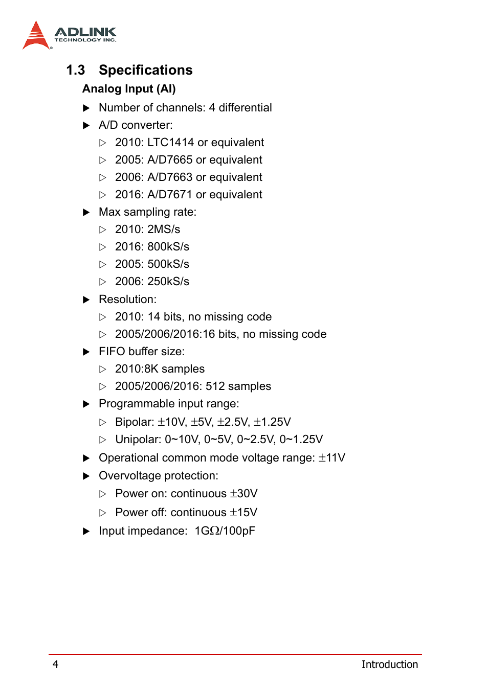 3 specifications, Specifications | ADLINK PXI-2006 User Manual | Page 14 / 84