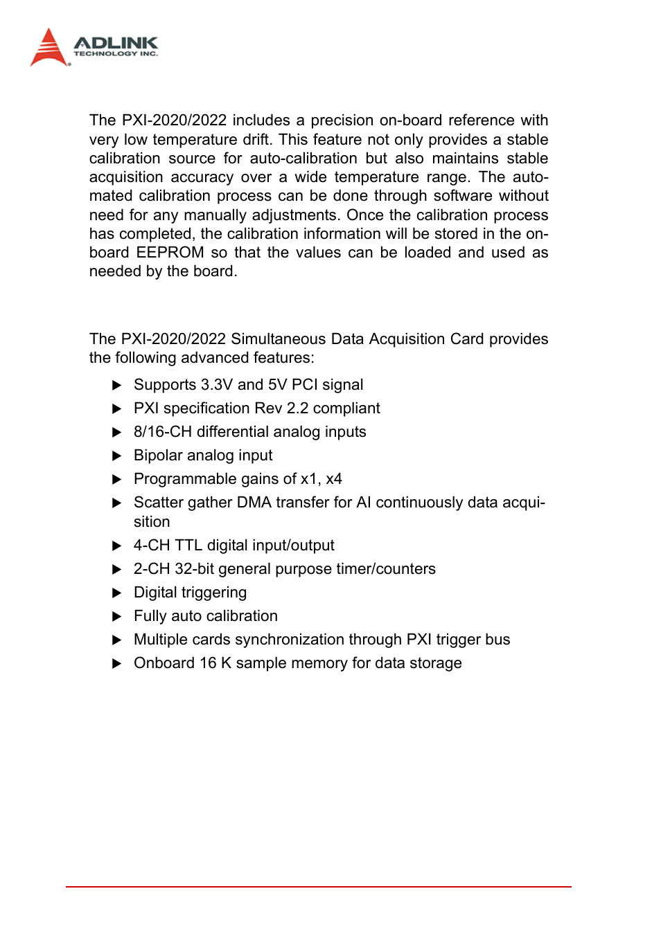 1 features, Features | ADLINK PXI-2022 User Manual | Page 10 / 60