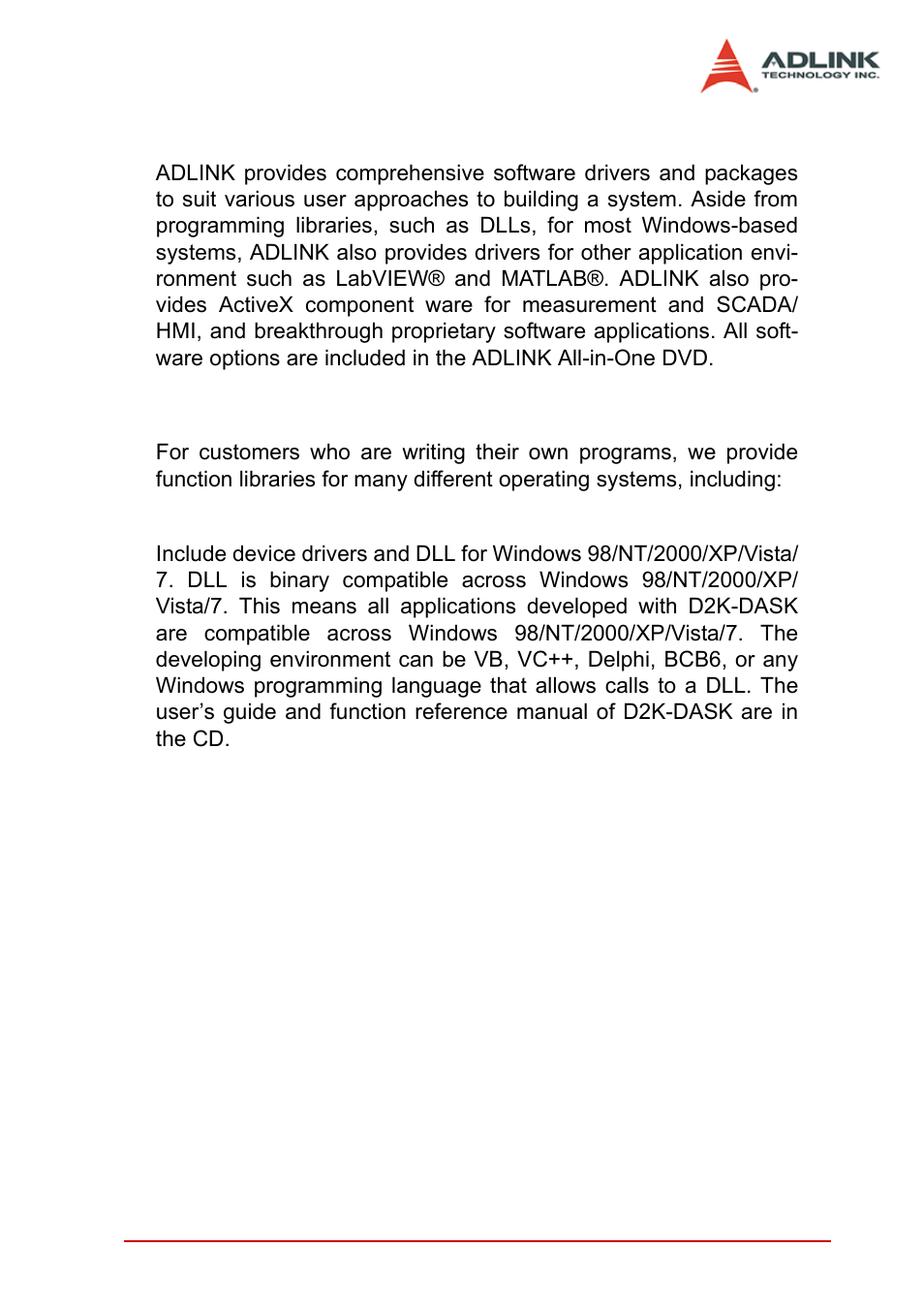 5 software support, Programming library, Software support | ADLINK PXI-2022 User Manual | Page 23 / 60