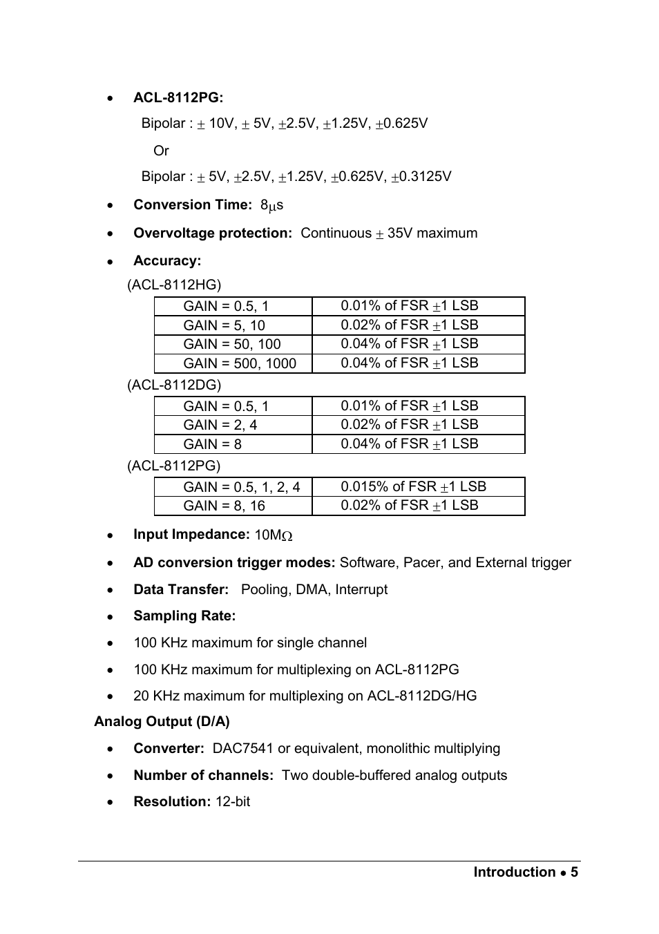 ADLINK ACL-8112 Series User Manual | Page 13 / 93