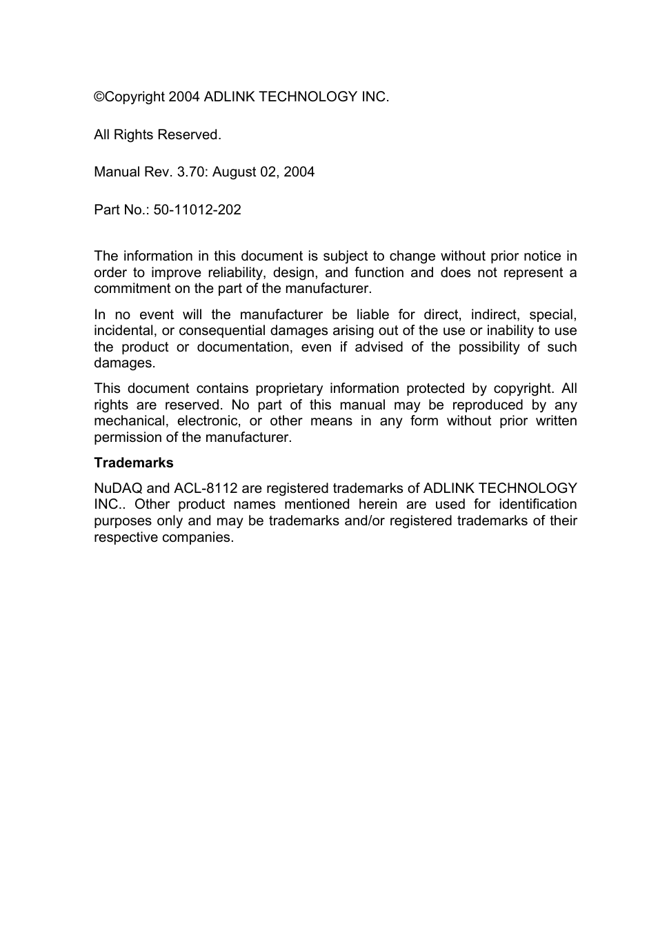 ADLINK ACL-8112 Series User Manual | Page 3 / 93