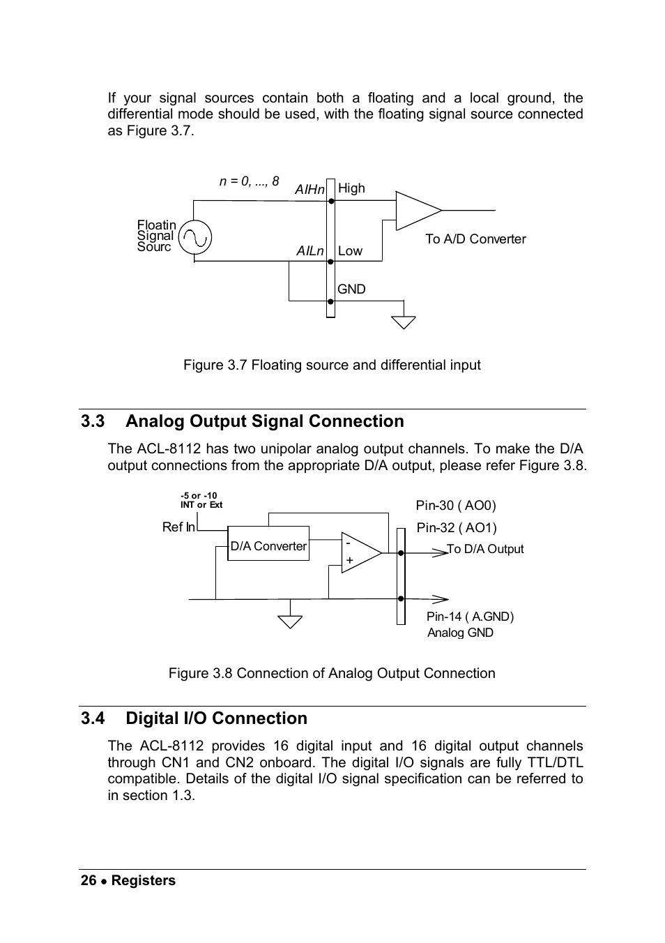 3 analog output signal connection, 4 digital i/o connection | ADLINK ACL-8112 Series User Manual | Page 34 / 93