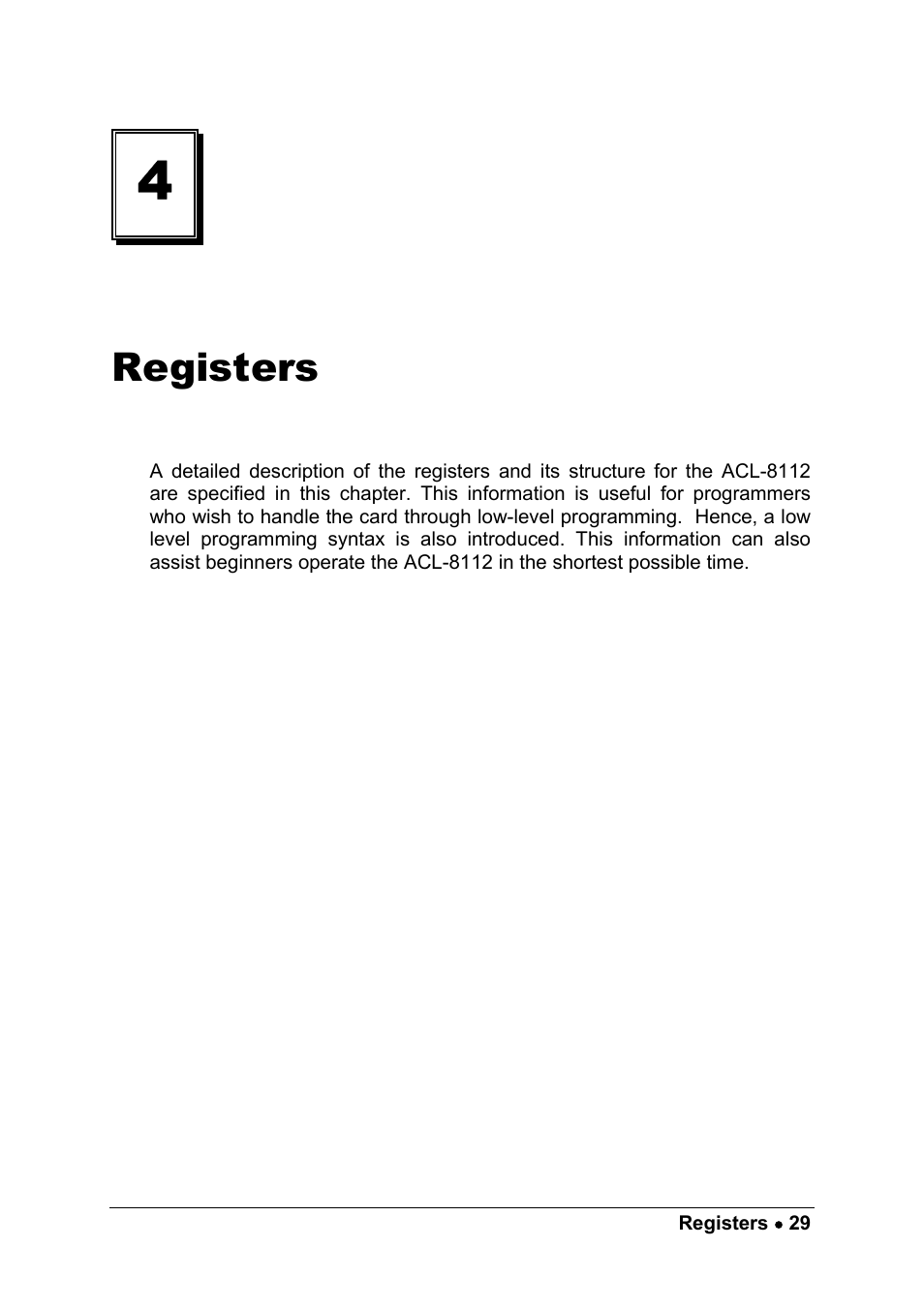 Registers | ADLINK ACL-8112 Series User Manual | Page 37 / 93