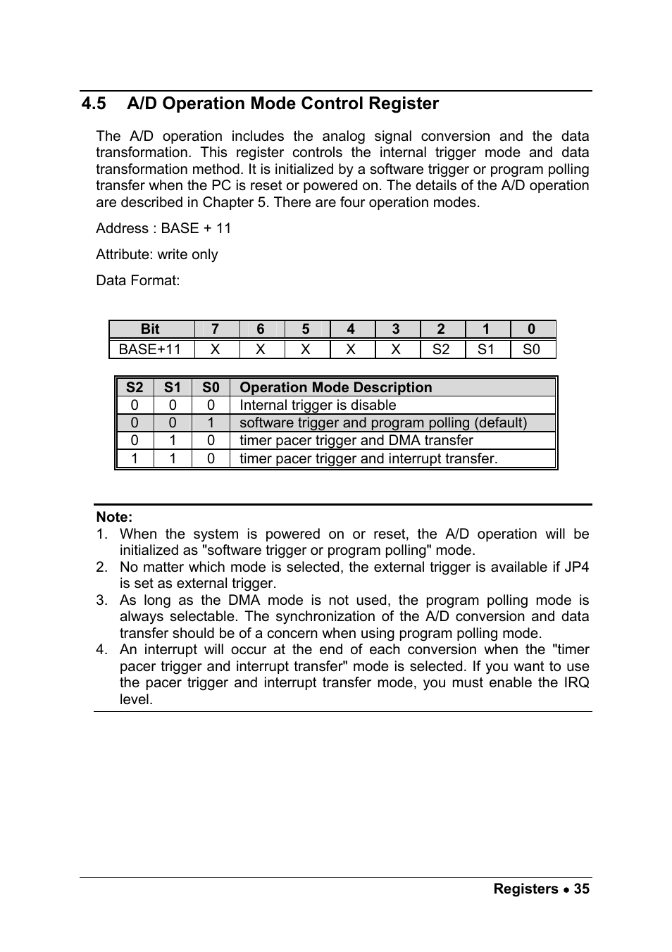 5 a/d operation mode control register | ADLINK ACL-8112 Series User Manual | Page 43 / 93