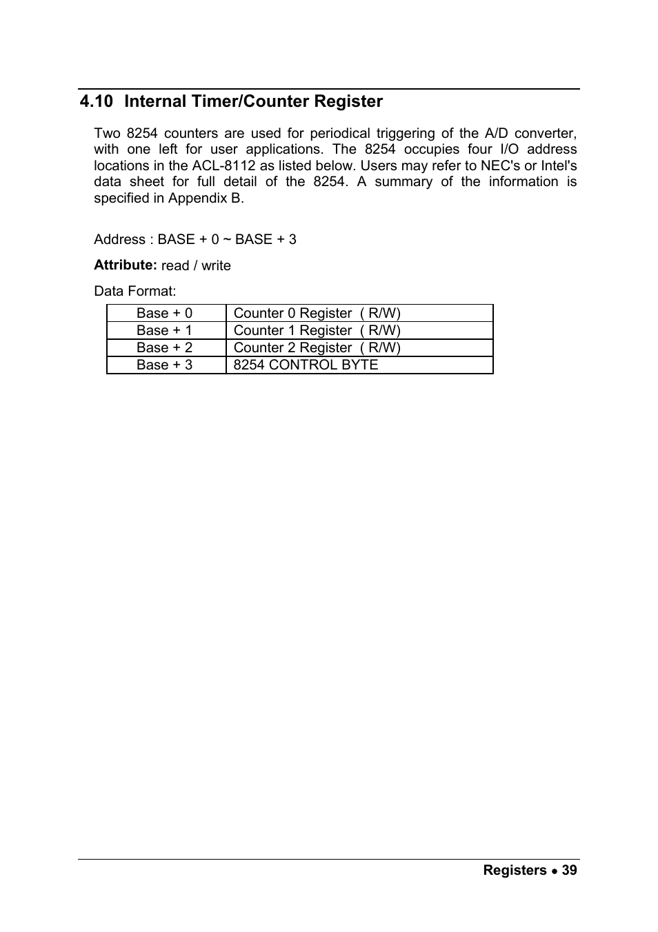 10 internal timer/counter register | ADLINK ACL-8112 Series User Manual | Page 47 / 93