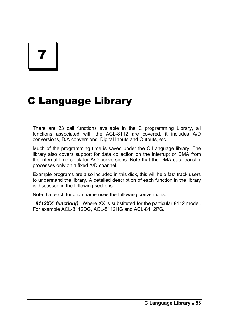 C language library | ADLINK ACL-8112 Series User Manual | Page 61 / 93