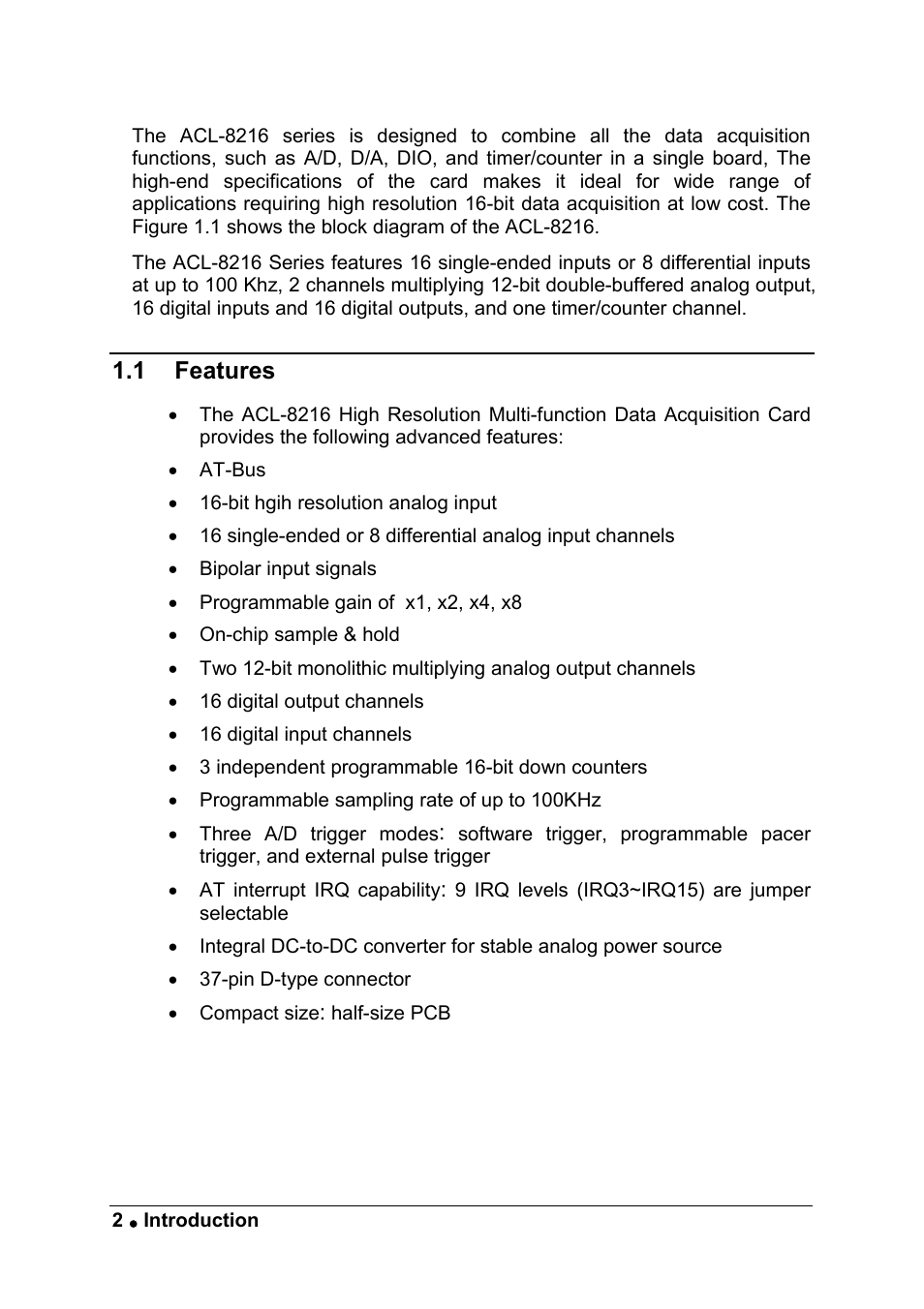 ADLINK ACL-8216 User Manual | Page 10 / 75
