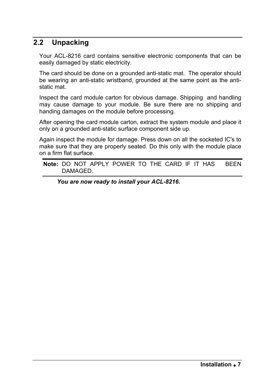 2 unpacking | ADLINK ACL-8216 User Manual | Page 15 / 75