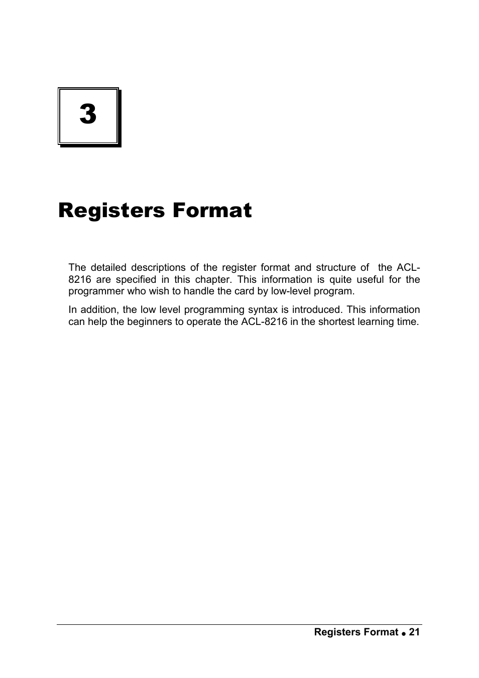 Registers format | ADLINK ACL-8216 User Manual | Page 29 / 75