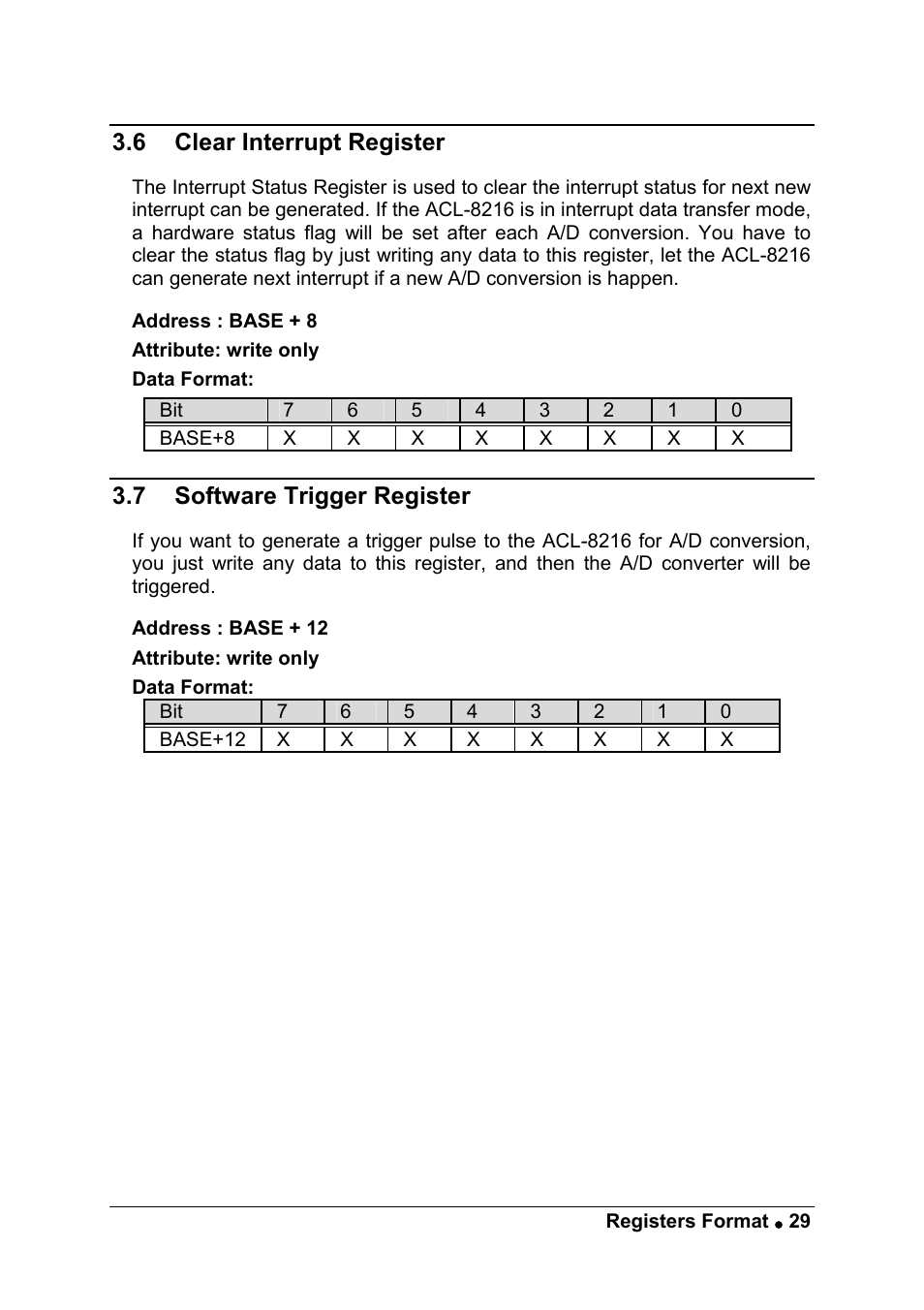 6 clear interrupt register, 7 software trigger register | ADLINK ACL-8216 User Manual | Page 37 / 75