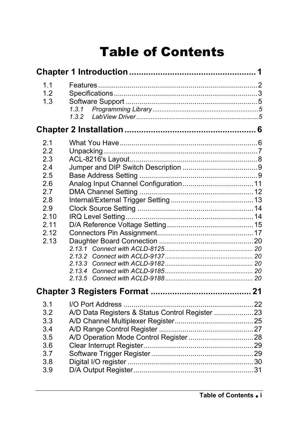 ADLINK ACL-8216 User Manual | Page 5 / 75