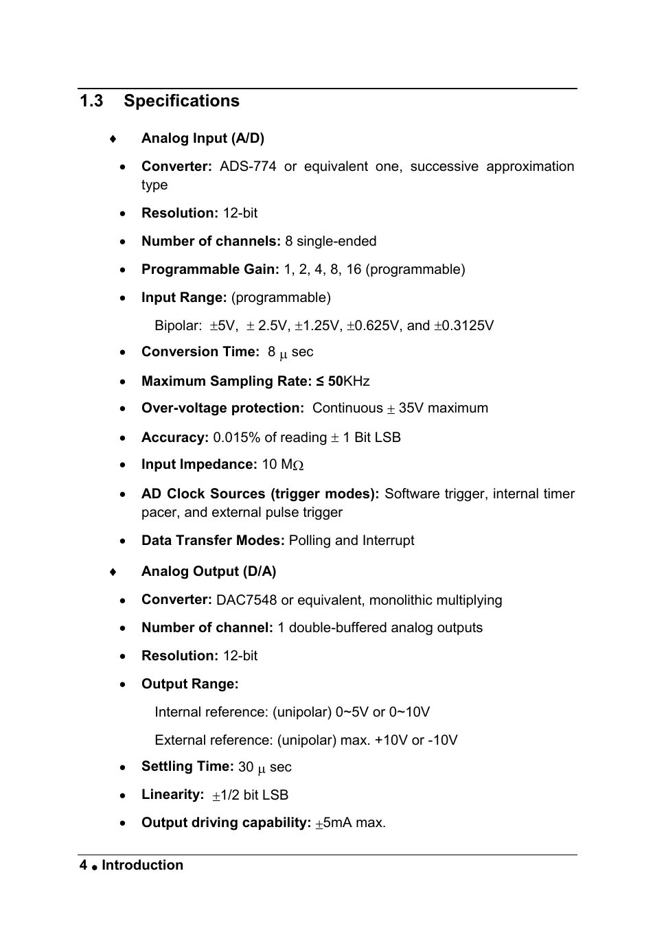 3 specifications | ADLINK ACL-8111 User Manual | Page 10 / 61