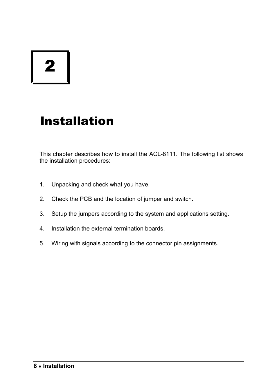 Installation | ADLINK ACL-8111 User Manual | Page 14 / 61