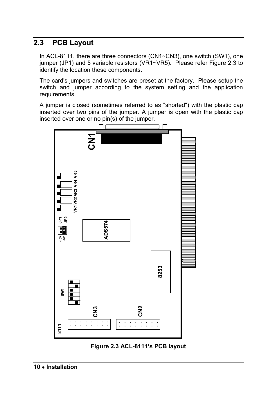 3 pcb layout, 10 • installation | ADLINK ACL-8111 User Manual | Page 16 / 61