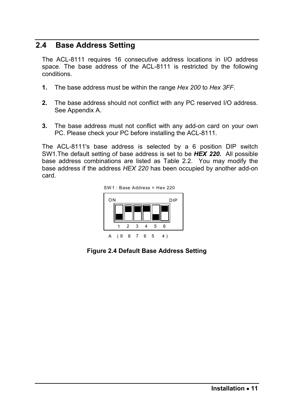 4 base address setting | ADLINK ACL-8111 User Manual | Page 17 / 61