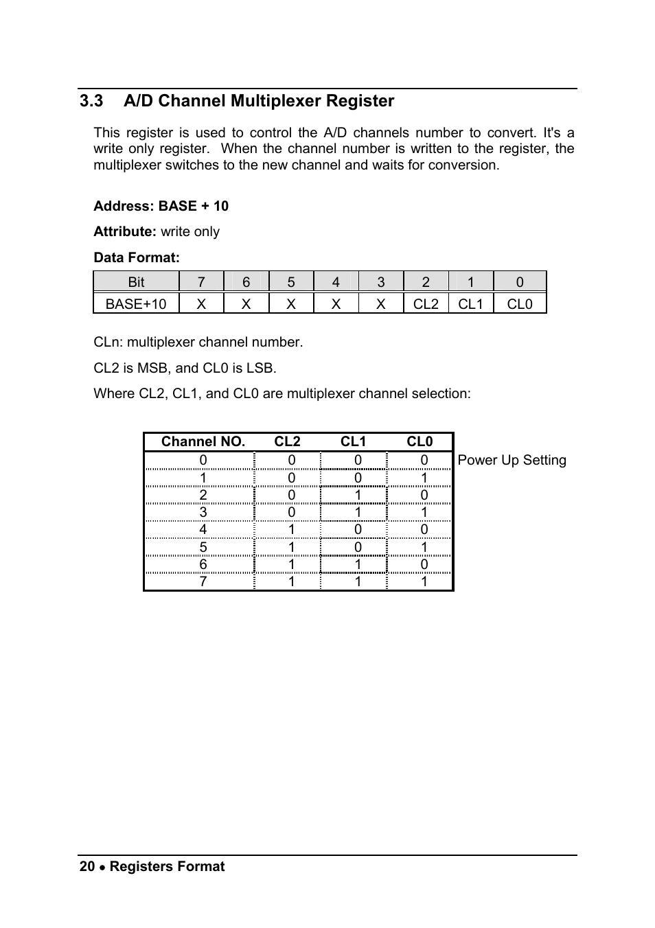 3 a/d channel multiplexer register | ADLINK ACL-8111 User Manual | Page 26 / 61