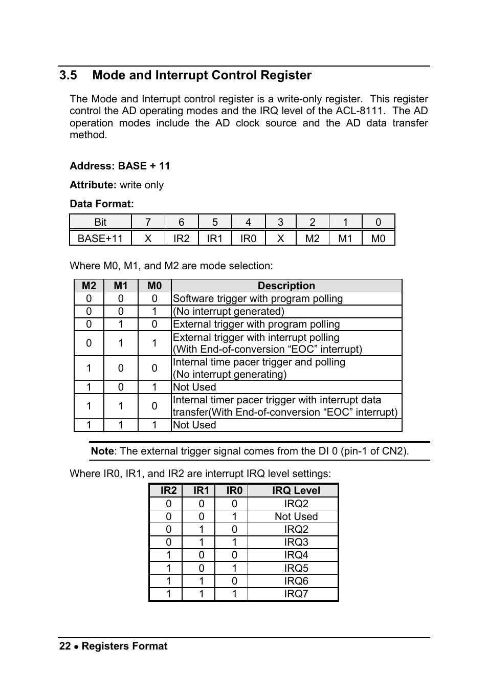5 mode and interrupt control register | ADLINK ACL-8111 User Manual | Page 28 / 61