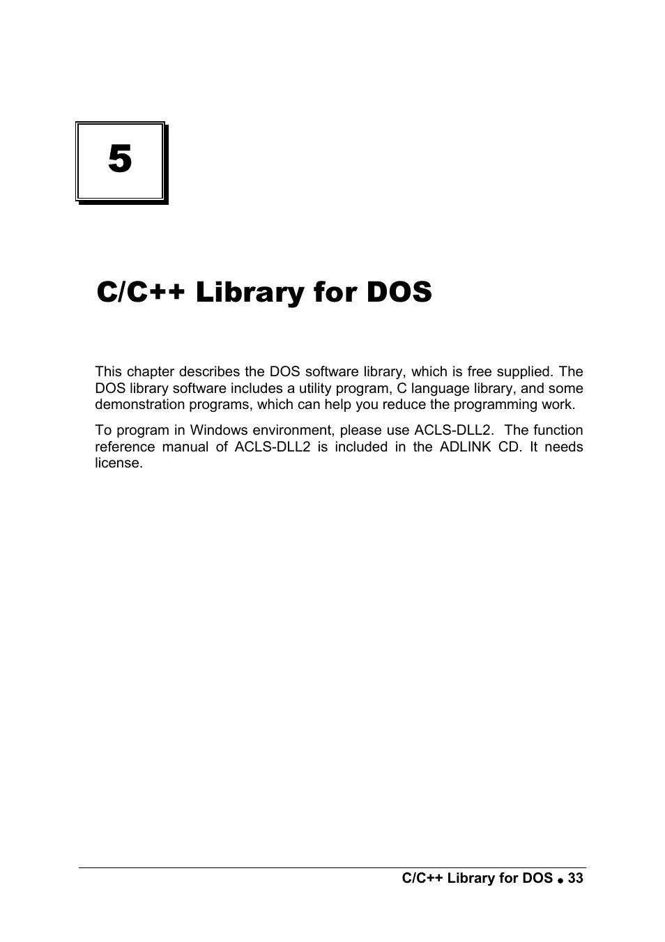 C/c++ library for dos | ADLINK ACL-8111 User Manual | Page 39 / 61