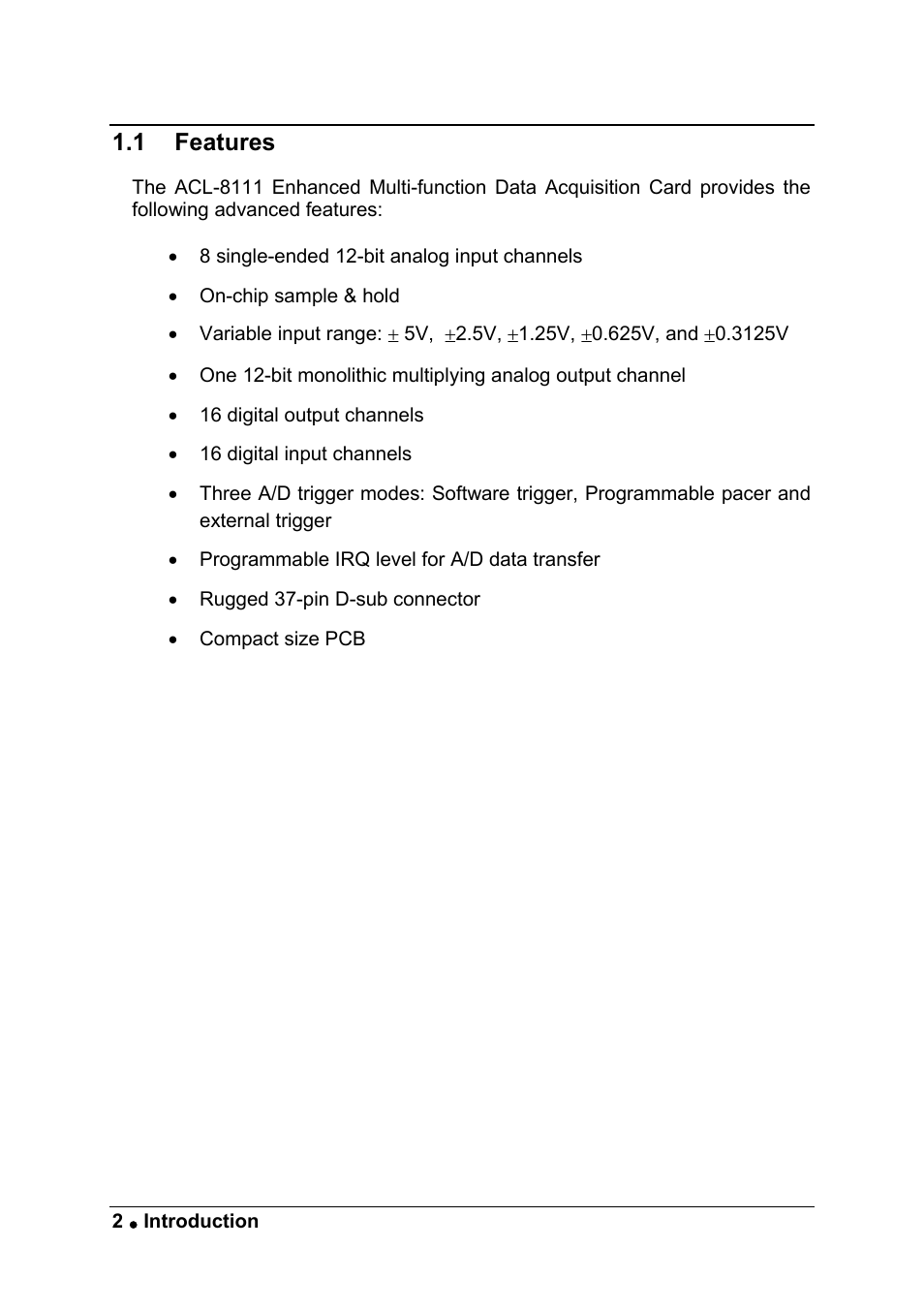 1 features | ADLINK ACL-8111 User Manual | Page 8 / 61